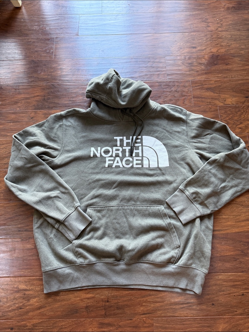 The North Face Olive Green Pullover Hoodie with White Logo